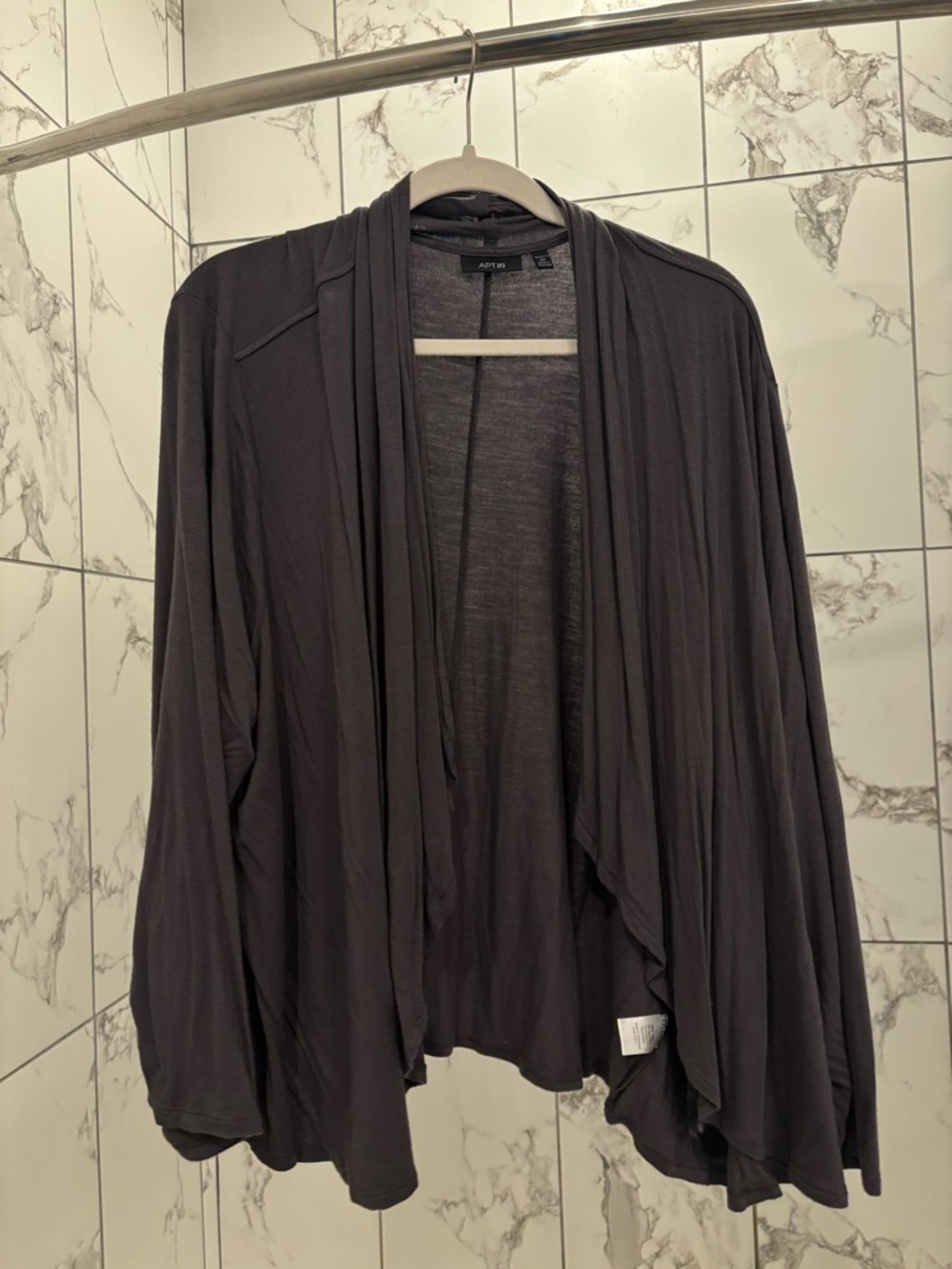 Apt. 9 Dark Gray Draped Open Cardigan